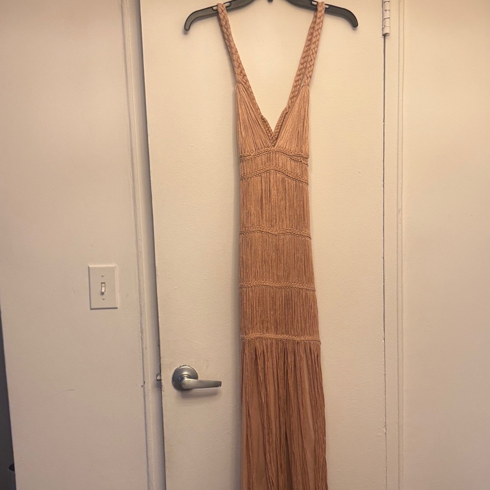 Jonathan Simkai Maxi Dress with Braided Straps and fringe detail